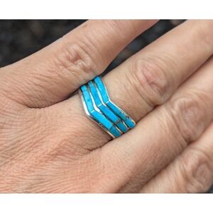 Native American Ring Handmade Signed Navajo Jewelry sz 8 Sterling Silver**‎